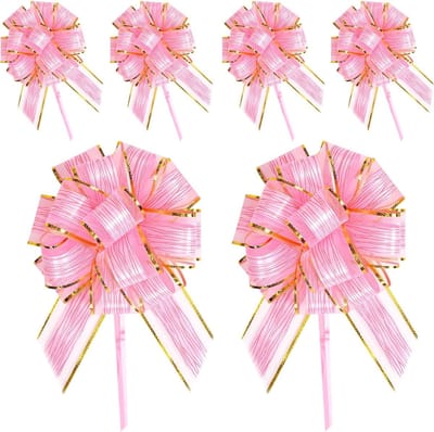 Set van 6 grote roze strikken van 6,3 inch voor het inpakken van cadeaus en bruiloften, feestdecoratie en geschenken