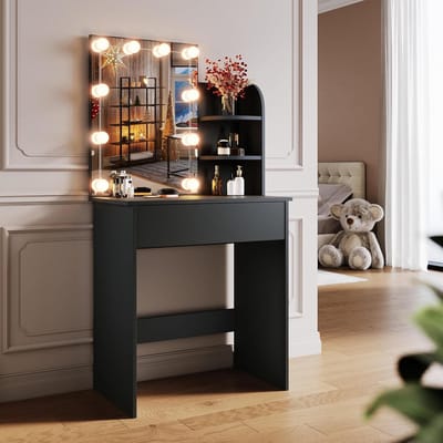 Make Up Tafel met Spiegel - Kaptafel voor Meisjes - Hollywood Spiegel met Verlichting - Meubelset