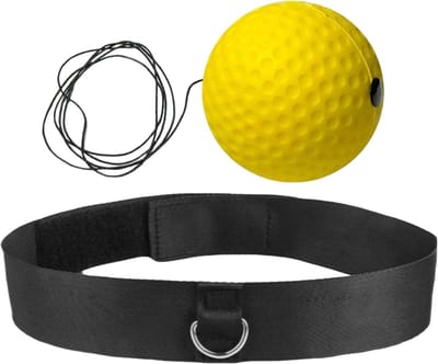 Boksreflexbal - Trainingsbal - Verbeter Snelheid - Met Hoofdband - Compact Formaat - Geel