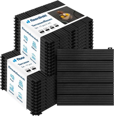 Tuintegels Kliksysteem Waterdoorlatend Antraciet 30x30 cm 2 m²