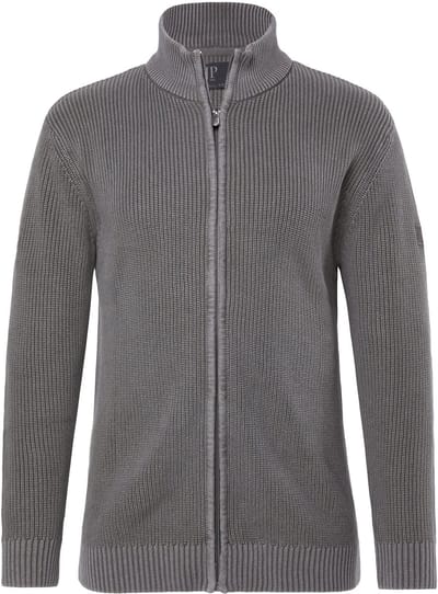JP 1880 - Heren - Cardigan opstaande kraag rits vintage look - Antraciet - Maat L