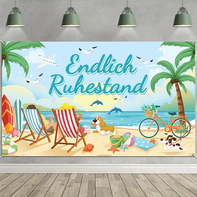Allecto - Retirement Banner - Perfect voor Farewell Party - 185 x 110 cm - Decoratie - Jubileum - Kleurvol en Opvallend - Geschikt voor Feest - Mul...