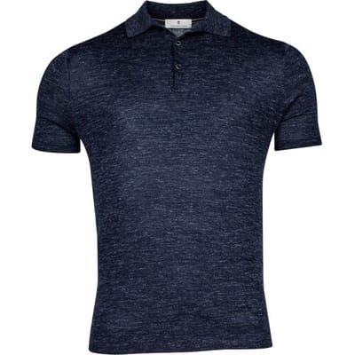Thomas Maine Polo Pullover Short Sleeve Single Knit Merino Linnen Zijde Navy / male
