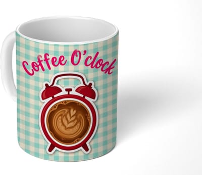 Mok - Koffiemok - Koffie - Klok - Groen - Mokken - 350 ML - Beker - Koffiemokken - Theemok