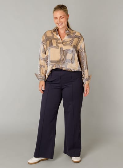 YEST CURVE Fiora Tops - Dark Sand/Dark Navy - maat 4(54/56)