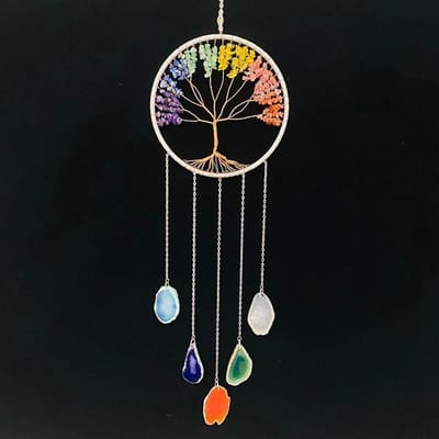 7 Chakra Edelsteen Levensboom Dromenvangers Kleur Agaat Wandhangers Kamer Raam Tuin Windgongen Dromenvangers Huisdecoratie