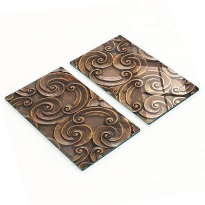 Duurzame en stijlvolle glazen snijplanken met een houten ornamentpatroon, 2x30x52 cm