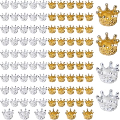 Miniatuur kroon hangers 80 stuks - 40 goud en 40 zilver - hoogwaardige legering - ideaal voor sieraden maken - ShopVlot