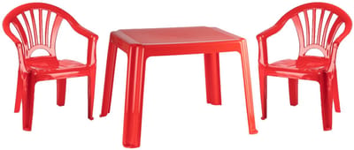 Tuinstoelen en tafel set - voor kinderen - kunststof - rood - 2x stoelen - buiten