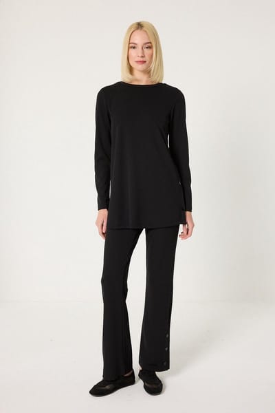 Touché Privé - Set van tuniek en broek met drukknoopdetails - Zwart - Dames