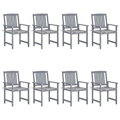 vidaXL - Tuinstoelen - 8 - st - met - kussens - massief - acaciahout - grijs