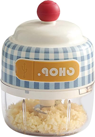 Elektrische Knoflookhakker - Mini Keukenmachine - Snel Ingrediënten Snijden - Eénknopsbediening - 75 cm Hoog - Blauw rooster
