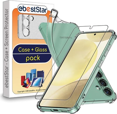 ebestStar - Hoes geschikt voor Samsung Galaxy S24, Silicone Slim Cover Case, Versterkte Hoeken en Randen hoesje, Transparant + Gehard Glas