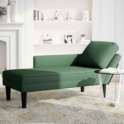 vidaXL - Chaise - longue - met - kussen - corduroy - stof - donkergroen
