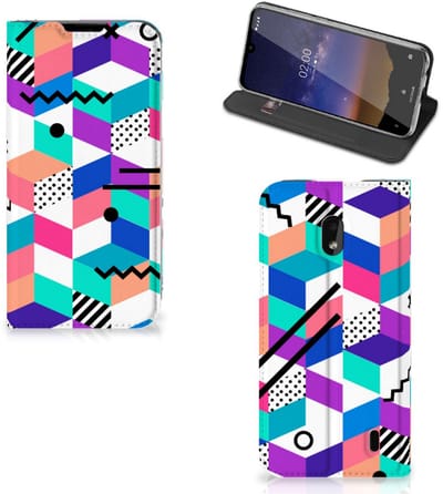 Nokia 2.2 Stand Case Blokken Kleurrijk