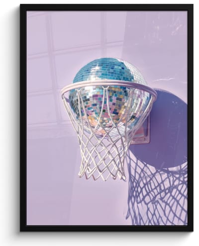 Poster in lijst - Fotolijst 50x70 cm - Posters - Discobal - Basketbalring - Grafisch - Posterlijst zwart - Decoratie - Wanddecoratie woonkamer - Muurdecoratie slaapkamer