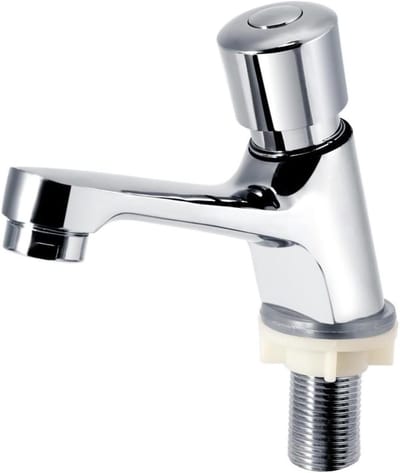 Stijlvolle en Waterbesparende Badkamer Mengkraan met Automatische Sluiting en Chroom Afwerking