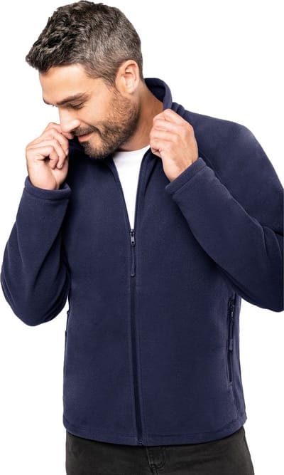 Kariban Fleece vest - navy blauw - rits - warme winter sweater - trui - heren - polyester M