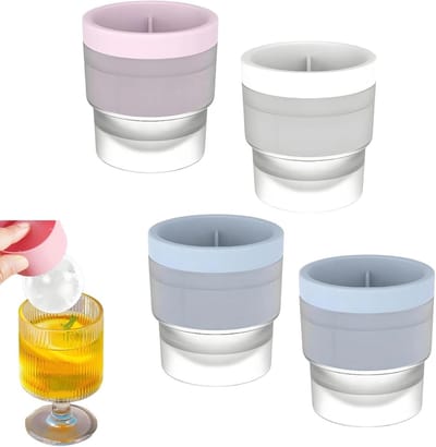 Set van 4 herbruikbare ijsballenvormen - 6 cm ronde ijsblokjes voor cocktails en whisky, ideaal voor feestjes en warme dagen