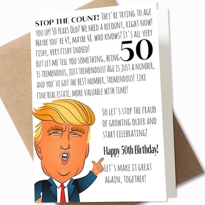 Grappige 50e Verjaardagskaart voor Man of Vrouw - Inclusief Kraft Envelop, 5x7 Inch