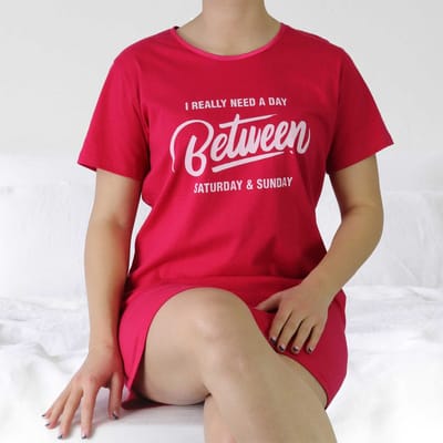 Temptation Dames Bigshirt - 100% Gekamde Katoen - Rood - Maat S