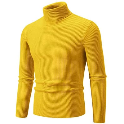 Herfst en Winter Heren Trui Effen Kleur Col Casual Gebreid Onderhemd L geel