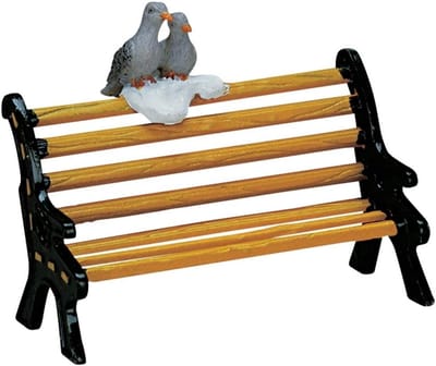 Metalen tuinbank met vogels voor kerstdorp