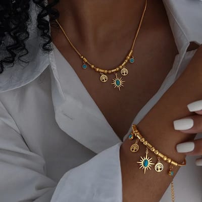 Sorprese Ketting en Armband Set - Glow - Goudkleurig - 45 cm - Cadeau - Model W