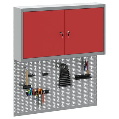 vidaXL - Gereedschapskast - Set - met - plank - 3 - st - Rood - Gepoedercoat - staal