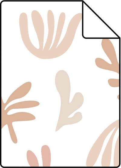Proefstaal ESTAhome behang planten in Matisse stijl beige, roze en wit - 26.5 x 21 cm - 131017-S