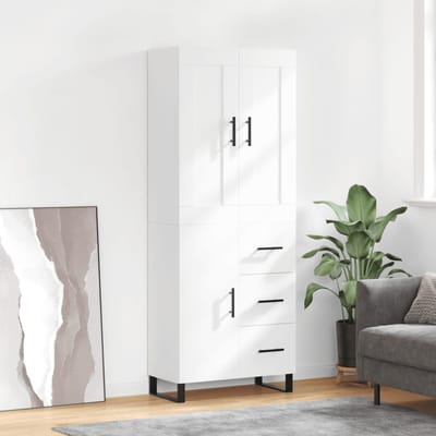 vidaXL - Hoge - kast - 69,5x34x180 - cm - bewerkt - hout - wit
