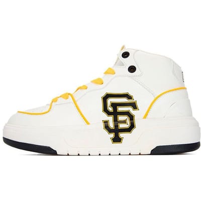 MLB Chunky Liner Hoge PU Casual Mode Antislip Schokabsorberend Slijtvast Middelhoge Skate Schoenen Unisex Sneakers Wit Geel 3ASXCB12N-14ORL 36.5 white