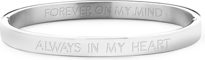 Key Moments in Color 8KM-BC0053 Stalen Bangle met tekst - Always in my heart - Grootte 58 x 50 mm - Zilverkleurig