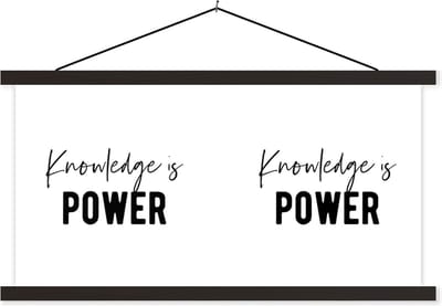Posterhanger incl. Poster 60x30 cm - Schoolplaat - Quote - Studeren - Power - Textielposter - Zwarte latten