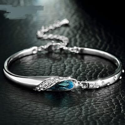 Bracelets en argent sterling 100 % 925 pour femmes, bijoux fins, bracelet en cristal bleu, cadeau de mariage, bracelet en cristal rouge gray