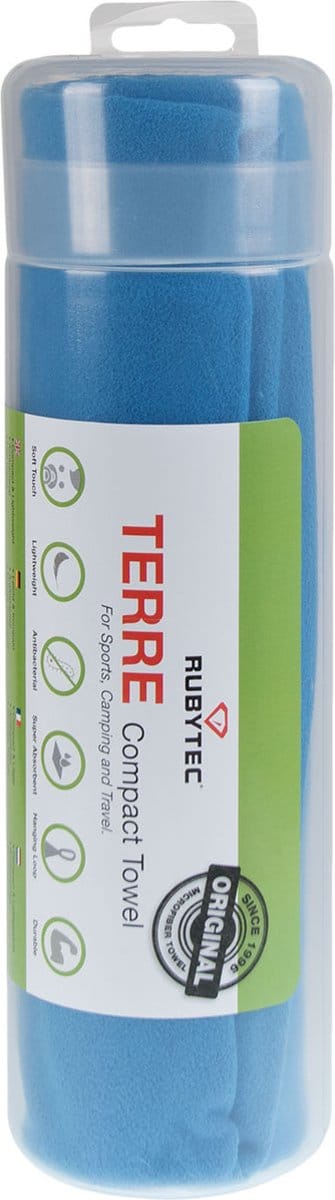 Rubytec Terre Handdoek - 160 x 90 cm (XL) - Badhanddoek - Sneldroogtechnologie - Microvezel - Lichtgewicht - Geurveroorzakende Bacteriën Verminderen - Blauw