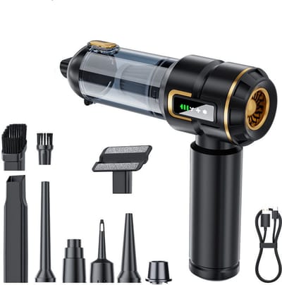 mini stofzuiger Handstofzuiger accu 4-in-1 met lcd-display, autostofzuiger sterk 16000PA draadloos, 3-standen, 80000 omw/min, mini-stofzuiger met scherm, voor auto, keuken, pc, bank, kantoor, huis en