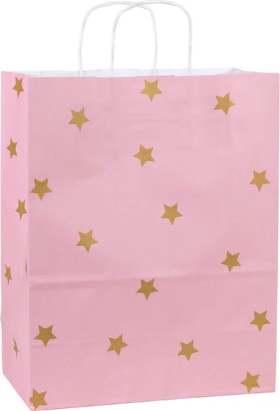 Papieren tasjes 50 stuks - Roze en Goud en Print / Multi colour - A4 25x31x12 - Cadeautasjes - Papieren tasjes met handvat