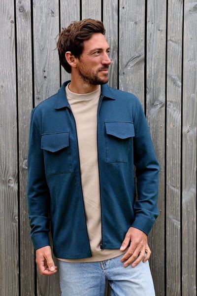 Shirt vest Luxury Zip Kultivate blauw mt L-50