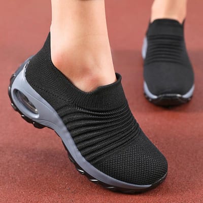 Dames Makkelijk Te Dragen Schoenen met Zomer Mesh Mode Design Comfortabel Ademend Antislip Dikke Zool Corrigerende Loopschoenen 36 beige