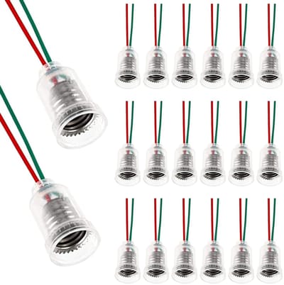 SnelShoppen - 20 Stuks E10 Lamp Fittingen met Geïsoleerde Draad - Lampenvoet voor LED Lampen, Huishoudelijk Gebruik, Vervangen van Oude Fittingen, 220