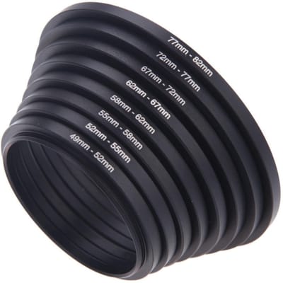 Adaptateur d'anneaux élévateurs de filtre, 8 pièces, 49-52-55-58-62-67-72-77-82mm 49mm-82mm black