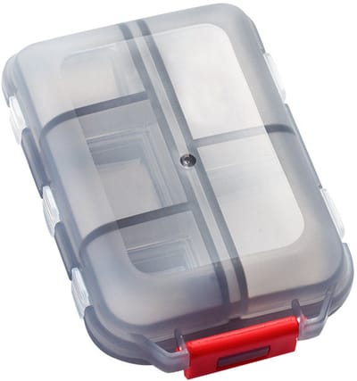 Medicijndoos organizer - 2 stuks - Kunststof, waterdicht, 10 vakken, met slot, draagbare weekmedicijn organizer (grijs)