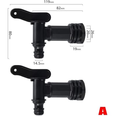 2 STUKS Emmer Ventiel Accessoires Plastic Kraan Adapter Cover 3/4 Zwarte Tepel Voor Vat Adapter A