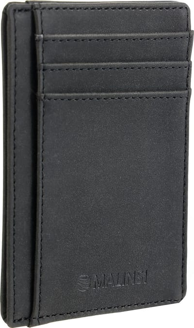 Malinsi® Pasjeshouder Mannen Zwart - Portefeuille heren uitschuifbaar - Portemonnee - Portemonnees Cadeau - Pasjeshouders