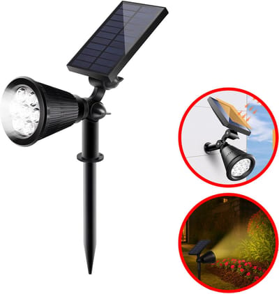 Best Active Solar Spotlight Tuinverlichting op Zonne Energie - Warm Wit Licht - Dag- en Nachtsensor - 7 LED Lampen - IP65 Waterbestendig - Tuinlampen op Zonneenergie Buiten - Solar Tuinverlichting - Wandlamp - Zwart
