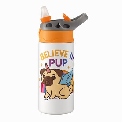 Grunge Zwart-Wit Drinkfles – Stijlvolle Waterfles voor Kunst en Design Liefhebbers - Waterfles voor kinderen (wit/oranje)