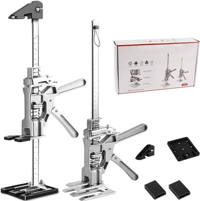 Lifting Tools - Werkbesparende Hefboom - Set van 2 - 38.3 cm - Telescopische Steunen - Hoogteversteller met Schaal - Fijn Afstelbare Heffunctie voor het Installeren van Kasten en Deuren