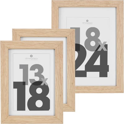Atmosphera Fotolijstjes set van 3x stuks - 1x voor 18 x 24 cm - 2x voor 13 x 18 cm - naturel - modern/strak ontwerp