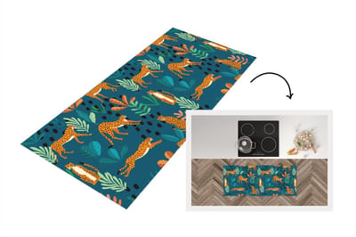 Keukenloper - Loper keuken - Patronen - Tiger - Planten - 120x50 cm - Keukenloper vinyl